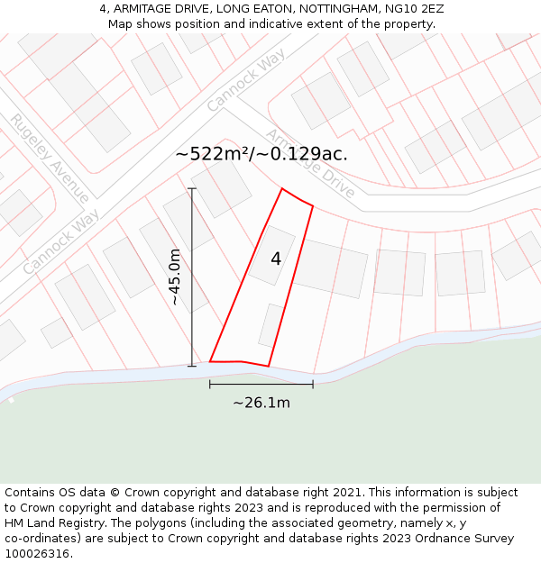 4, ARMITAGE DRIVE, LONG EATON, NOTTINGHAM, NG10 2EZ: Plot and title map
