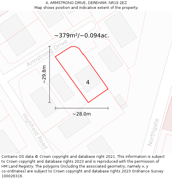 4, ARMSTRONG DRIVE, DEREHAM, NR19 2EZ: Plot and title map