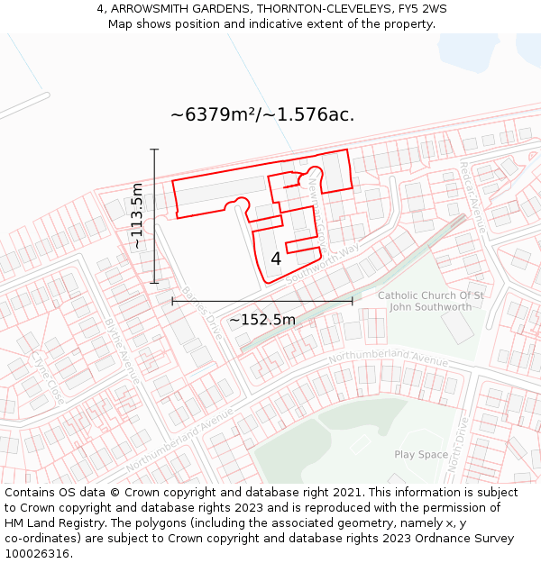 4, ARROWSMITH GARDENS, THORNTON-CLEVELEYS, FY5 2WS: Plot and title map
