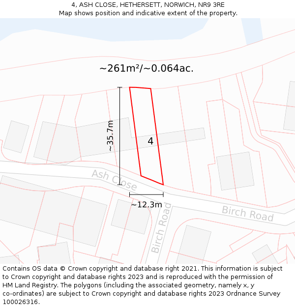 4, ASH CLOSE, HETHERSETT, NORWICH, NR9 3RE: Plot and title map