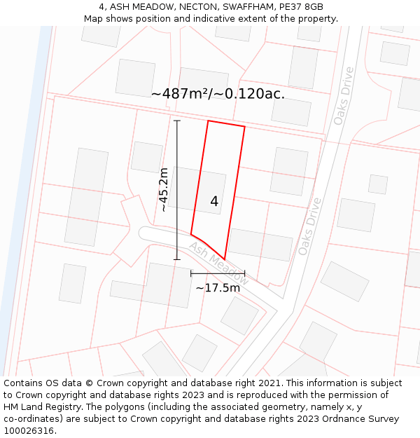 4, ASH MEADOW, NECTON, SWAFFHAM, PE37 8GB: Plot and title map