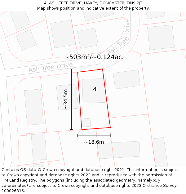 4, ASH TREE DRIVE, HAXEY, DONCASTER, DN9 2JT: Plot and title map