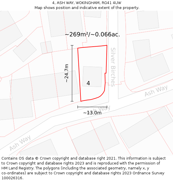 4, ASH WAY, WOKINGHAM, RG41 4UW: Plot and title map
