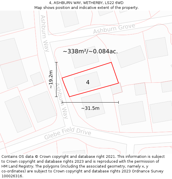4, ASHBURN WAY, WETHERBY, LS22 6WD: Plot and title map