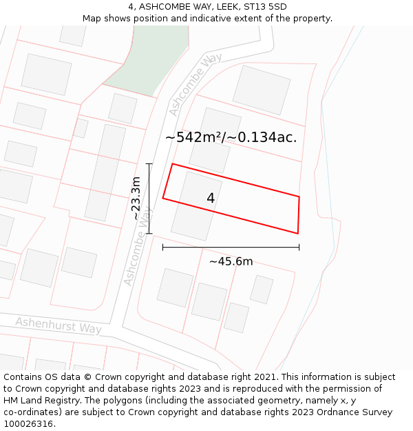 4, ASHCOMBE WAY, LEEK, ST13 5SD: Plot and title map