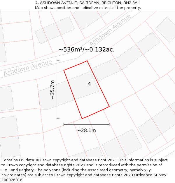 4, ASHDOWN AVENUE, SALTDEAN, BRIGHTON, BN2 8AH: Plot and title map