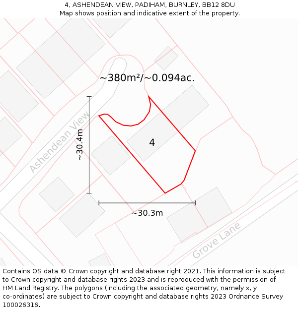 4, ASHENDEAN VIEW, PADIHAM, BURNLEY, BB12 8DU: Plot and title map