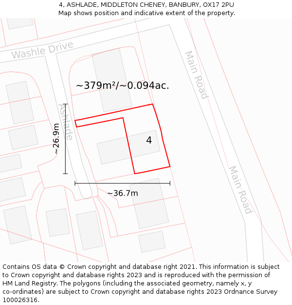 4, ASHLADE, MIDDLETON CHENEY, BANBURY, OX17 2PU: Plot and title map