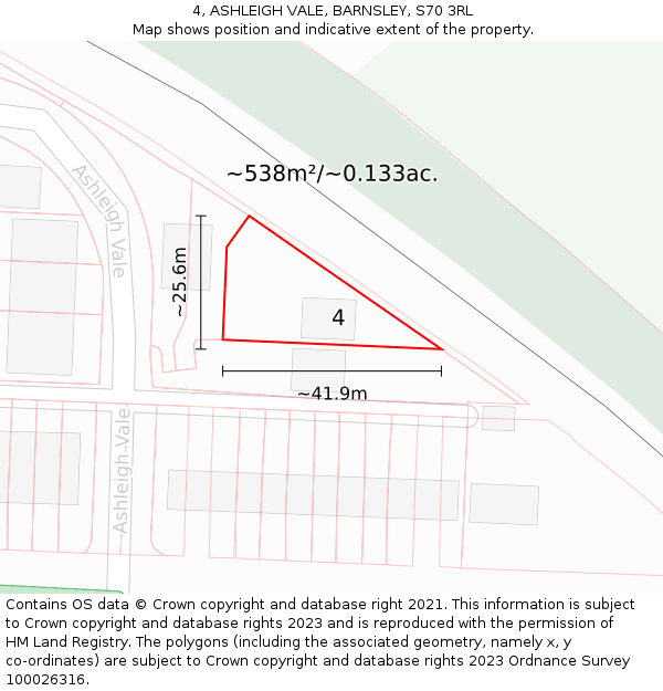 4, ASHLEIGH VALE, BARNSLEY, S70 3RL: Plot and title map