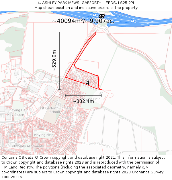4, ASHLEY PARK MEWS, GARFORTH, LEEDS, LS25 2PL: Plot and title map