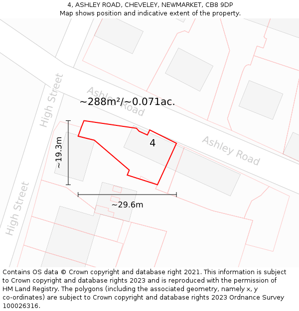 4, ASHLEY ROAD, CHEVELEY, NEWMARKET, CB8 9DP: Plot and title map