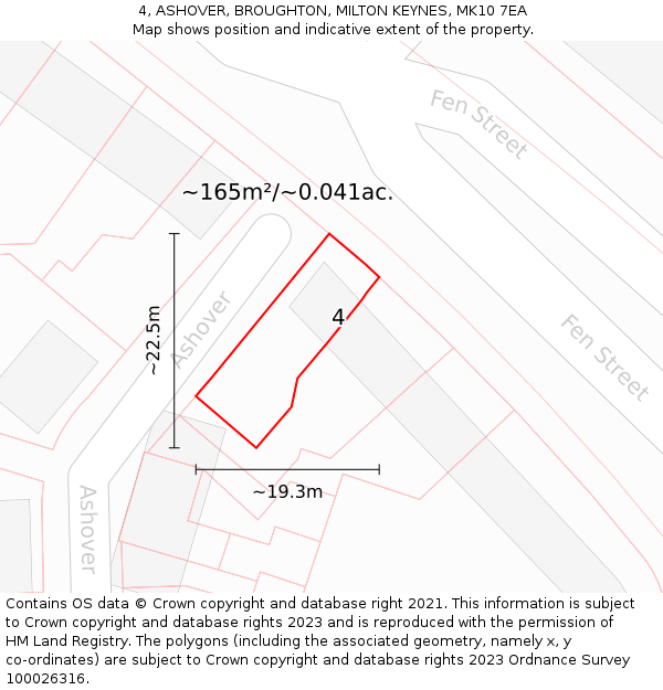 4, ASHOVER, BROUGHTON, MILTON KEYNES, MK10 7EA: Plot and title map