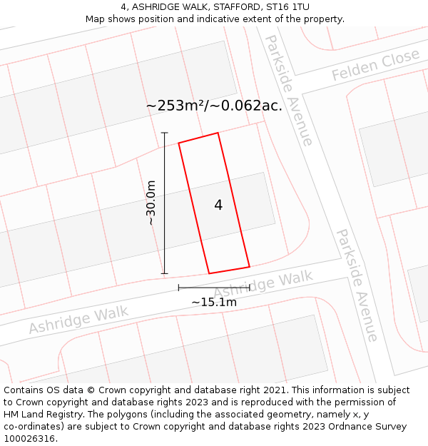 4, ASHRIDGE WALK, STAFFORD, ST16 1TU: Plot and title map