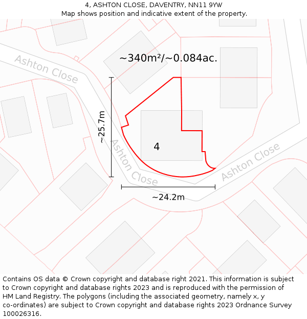 4, ASHTON CLOSE, DAVENTRY, NN11 9YW: Plot and title map