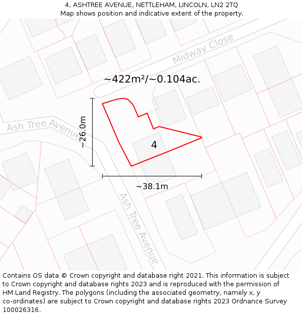 4, ASHTREE AVENUE, NETTLEHAM, LINCOLN, LN2 2TQ: Plot and title map