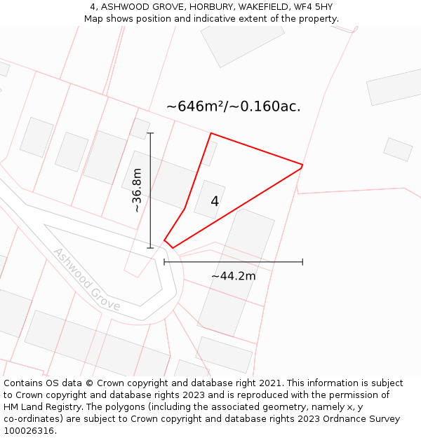 4, ASHWOOD GROVE, HORBURY, WAKEFIELD, WF4 5HY: Plot and title map