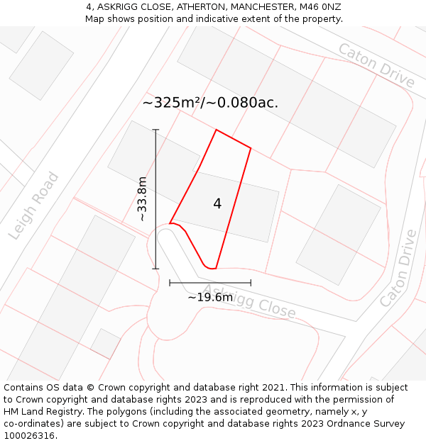 4, ASKRIGG CLOSE, ATHERTON, MANCHESTER, M46 0NZ: Plot and title map