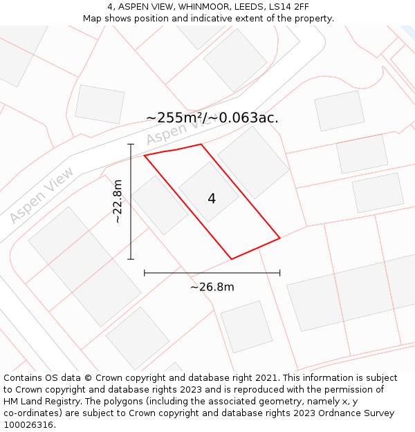 4, ASPEN VIEW, WHINMOOR, LEEDS, LS14 2FF: Plot and title map