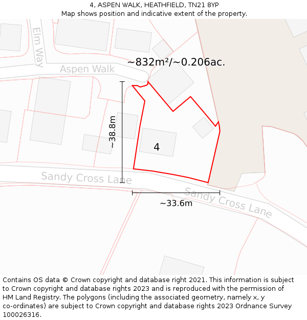 4, ASPEN WALK, HEATHFIELD, TN21 8YP: Plot and title map