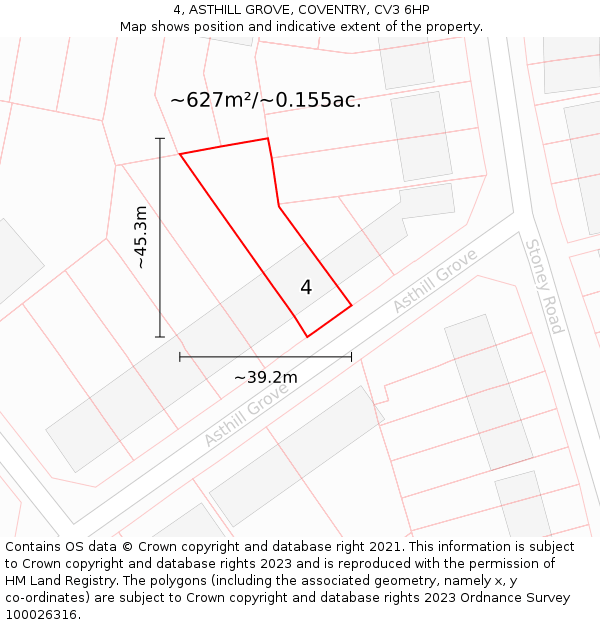 4, ASTHILL GROVE, COVENTRY, CV3 6HP: Plot and title map