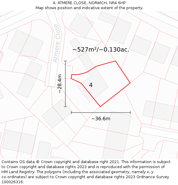 4, ATMERE CLOSE, NORWICH, NR4 6HP: Plot and title map