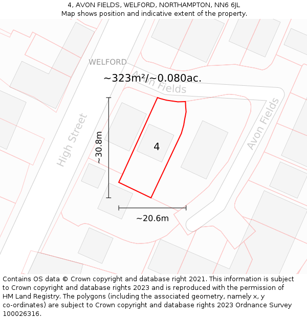 4, AVON FIELDS, WELFORD, NORTHAMPTON, NN6 6JL: Plot and title map