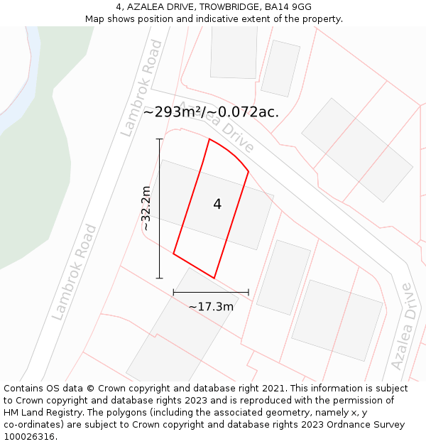 4, AZALEA DRIVE, TROWBRIDGE, BA14 9GG: Plot and title map