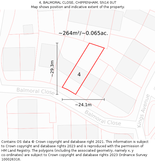 4, BALMORAL CLOSE, CHIPPENHAM, SN14 0UT: Plot and title map