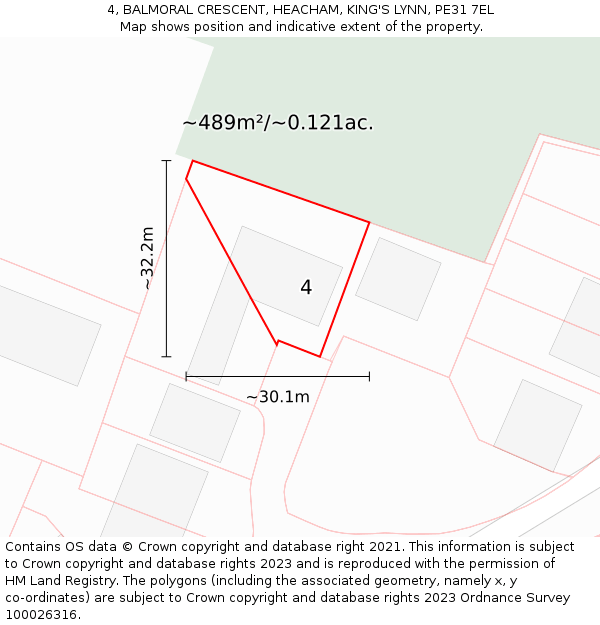 4, BALMORAL CRESCENT, HEACHAM, KING'S LYNN, PE31 7EL: Plot and title map
