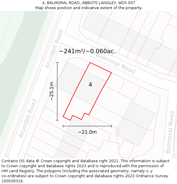 4, BALMORAL ROAD, ABBOTS LANGLEY, WD5 0ST: Plot and title map
