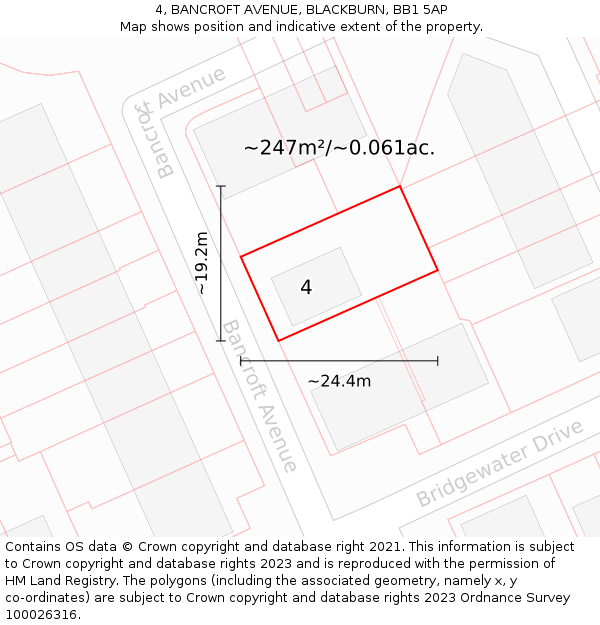 4, BANCROFT AVENUE, BLACKBURN, BB1 5AP: Plot and title map
