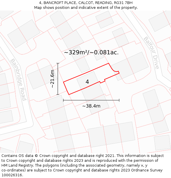 4, BANCROFT PLACE, CALCOT, READING, RG31 7BH: Plot and title map