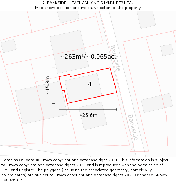 4, BANKSIDE, HEACHAM, KING'S LYNN, PE31 7AU: Plot and title map