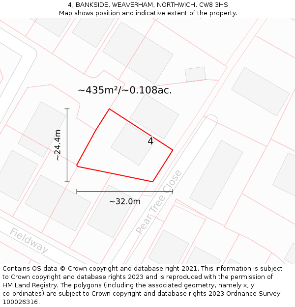 4, BANKSIDE, WEAVERHAM, NORTHWICH, CW8 3HS: Plot and title map