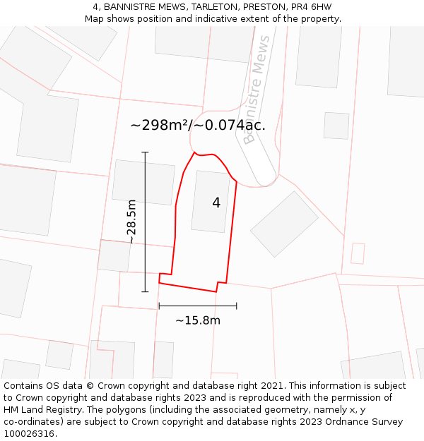 4, BANNISTRE MEWS, TARLETON, PRESTON, PR4 6HW: Plot and title map