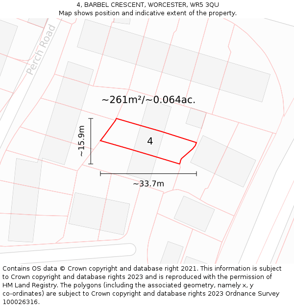 4, BARBEL CRESCENT, WORCESTER, WR5 3QU: Plot and title map