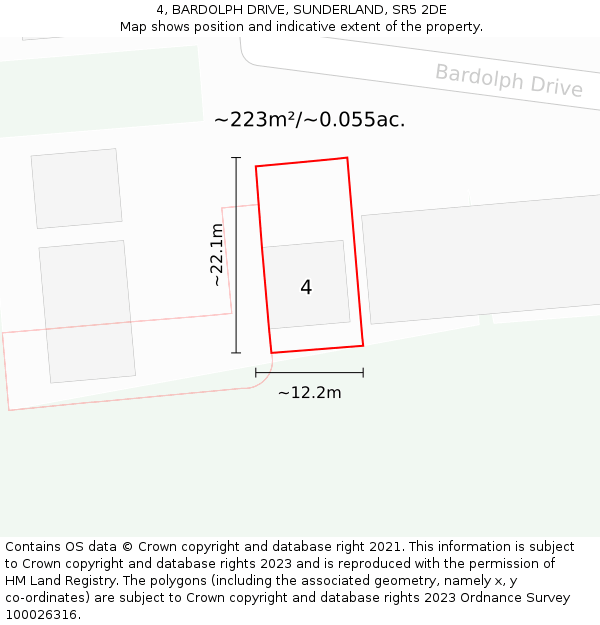 4, BARDOLPH DRIVE, SUNDERLAND, SR5 2DE: Plot and title map