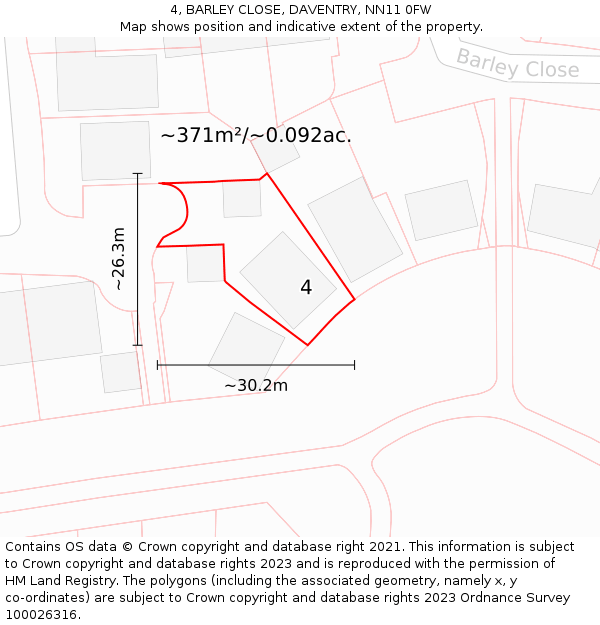 4, BARLEY CLOSE, DAVENTRY, NN11 0FW: Plot and title map