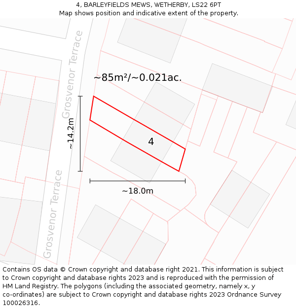 4, BARLEYFIELDS MEWS, WETHERBY, LS22 6PT: Plot and title map