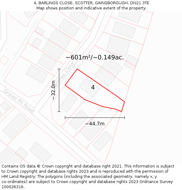 4, BARLINGS CLOSE, SCOTTER, GAINSBOROUGH, DN21 3TE: Plot and title map