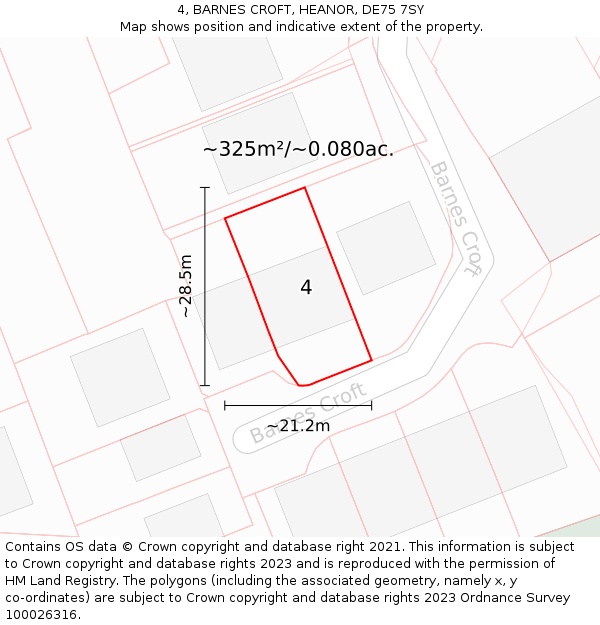 4, BARNES CROFT, HEANOR, DE75 7SY: Plot and title map