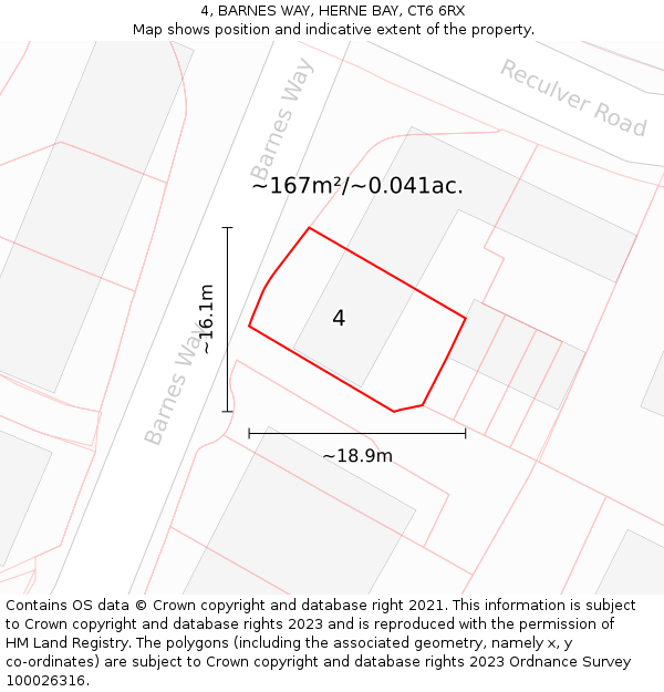 4, BARNES WAY, HERNE BAY, CT6 6RX: Plot and title map