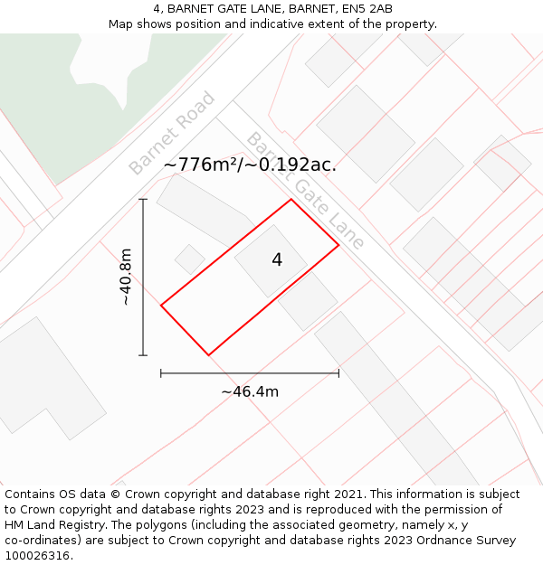 4, BARNET GATE LANE, BARNET, EN5 2AB: Plot and title map