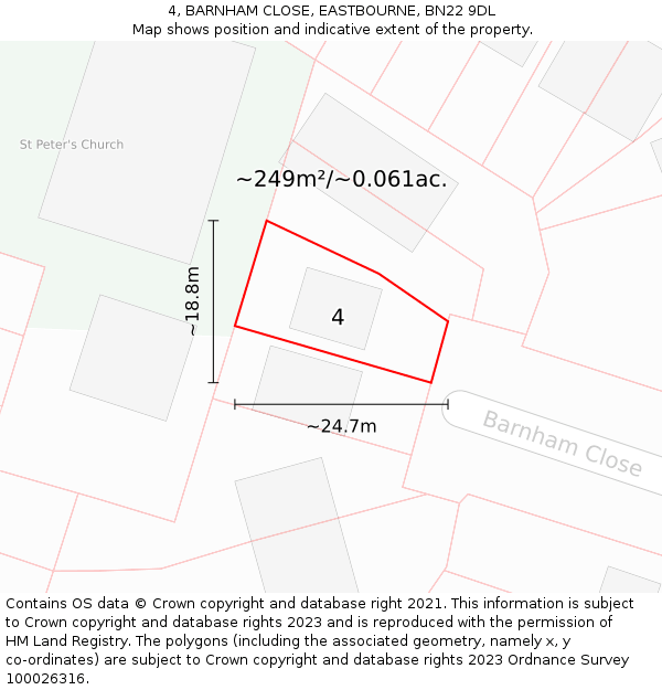 4, BARNHAM CLOSE, EASTBOURNE, BN22 9DL: Plot and title map
