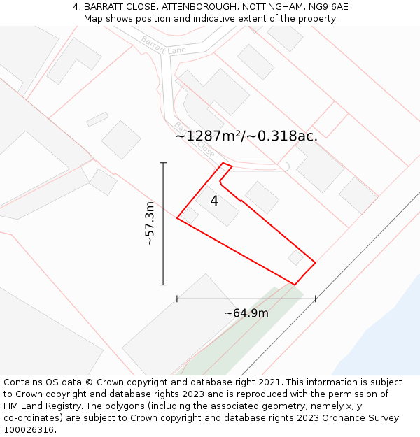 4, BARRATT CLOSE, ATTENBOROUGH, NOTTINGHAM, NG9 6AE: Plot and title map