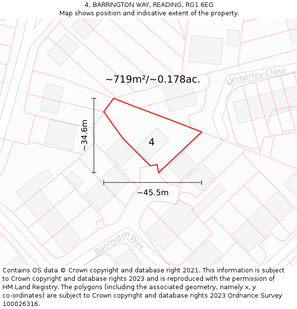 4, BARRINGTON WAY, READING, RG1 6EG: Plot and title map
