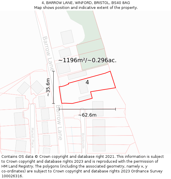 4, BARROW LANE, WINFORD, BRISTOL, BS40 8AG: Plot and title map