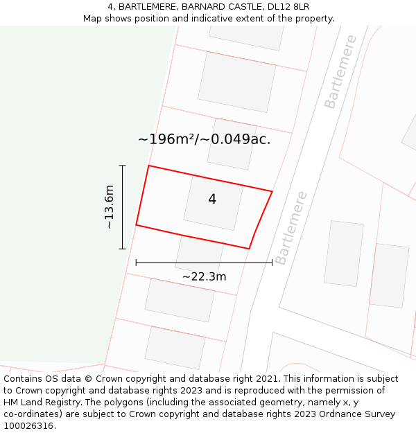 4, BARTLEMERE, BARNARD CASTLE, DL12 8LR: Plot and title map