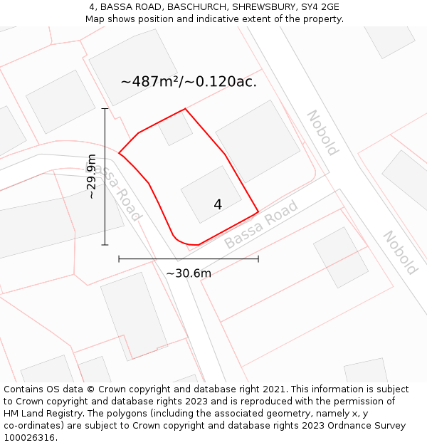 4, BASSA ROAD, BASCHURCH, SHREWSBURY, SY4 2GE: Plot and title map