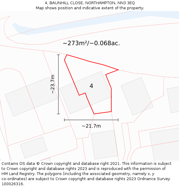 4, BAUNHILL CLOSE, NORTHAMPTON, NN3 3EQ: Plot and title map